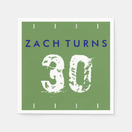Football Theme Birthday Napkins - Green Blue Servet