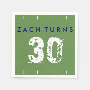 Football Theme Birthday Napkins - Green Blue Servet