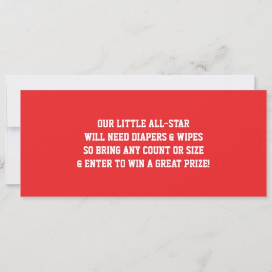Football Ticket Baby shower Invitation, rood, goud Kaart (Achterkant)