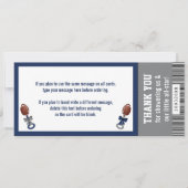 Football Ticket Bedankt Card, Baby shower Kaart (Voorkant)
