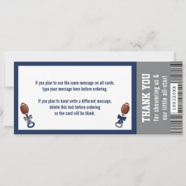 Football Ticket Bedankt Card, Baby shower Kaart