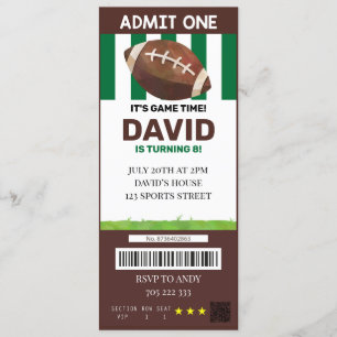 Football Ticket Birthday Boy sport Creative Kaart