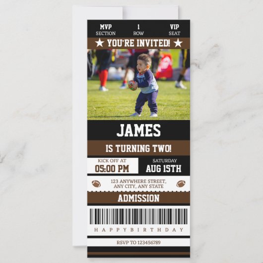 Football Ticket Birthday-foto Kaart (Voorkant)