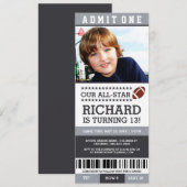 Football Ticket Birthday Invites Kaart (Voorkant / Achterkant)
