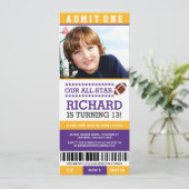 Football Ticket Birthday Invites Kaart (Staand voorkant)