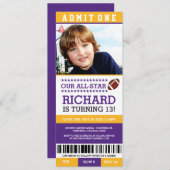Football Ticket Birthday Invites Kaart (Voorkant / Achterkant)