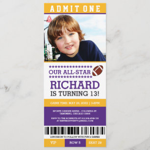Football Ticket Birthday Invites Kaart
