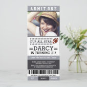 Football Ticket Birthday Invites Kaart (Staand voorkant)