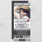 Football Ticket Birthday Invites Kaart (Voorkant / Achterkant)