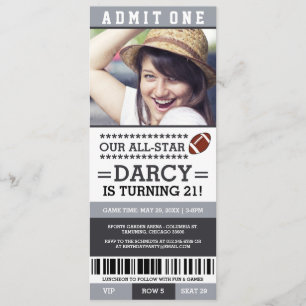 Football Ticket Birthday Invites Kaart