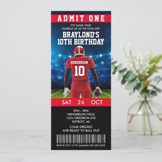 Football Ticket Birthday Kaart (Staand voorkant)