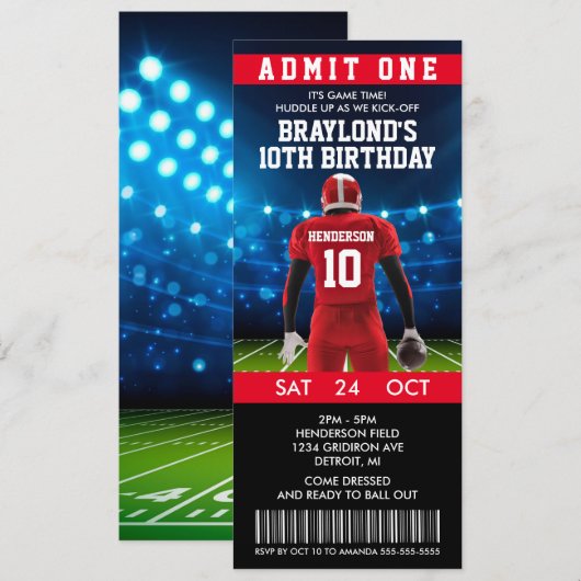 Football Ticket Birthday Kaart (Voorkant / Achterkant)