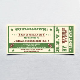  Football Ticket Birthday Party Invitation Kaart