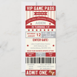 Football Ticket Birthday Uitnodiging