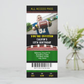 Football Ticket Birthday Uitnodiging (Staand voorkant)