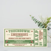  Football Ticket Birthday Uitnodiging (Staand voorkant)