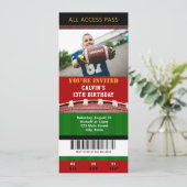 Football Ticket Birthday Uitnodiging (Staand voorkant)