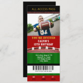 Football Ticket Birthday Uitnodiging (Voorkant / Achterkant)