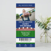 Football Ticket Birthday Uitnodiging (Staand voorkant)