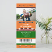 Football Ticket Birthday Uitnodiging (Staand voorkant)