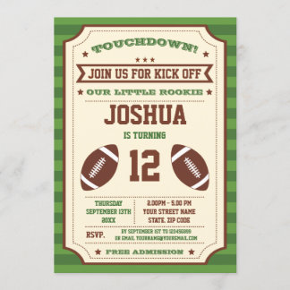 Football Ticket Birthday Uitnodiging