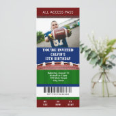 Football Ticket Birthday Uitnodiging (Staand voorkant)