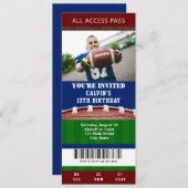 Football Ticket Birthday Uitnodiging (Voorkant / Achterkant)