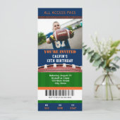 Football Ticket Birthday Uitnodiging (Staand voorkant)
