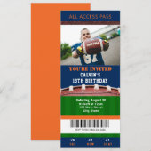 Football Ticket Birthday Uitnodiging (Voorkant / Achterkant)