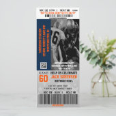 Football Ticket Blue en Oranje feestdag Kaart (Staand voorkant)