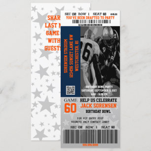 Football Ticket Blue en Oranje feestdag Kaart