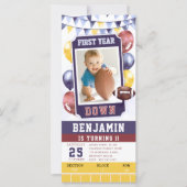 Football Ticket Bright Boy 1e verjaardag Uitnodigi (Voorkant)