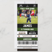 Football ticket eerste jaar down 1st verjaardagsfo kaart (Voorkant)