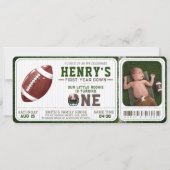 Football ticket eerste jaar down 1st verjaardagsfo kaart (Voorkant)