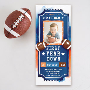 Football Ticket Foto Blauw Sinaasappel Boy 1e Verj Kaart