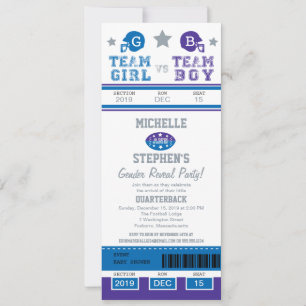 Football Ticket Gender onthulling Baby shower Kaart