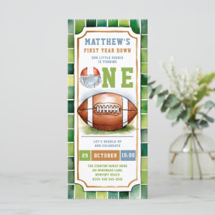 Football Ticket Groen Blauw 1e verjaardag Uitnodig