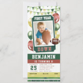Football ticket Happy Boy 1e verjaardag uitnodigin Kaart (Voorkant)