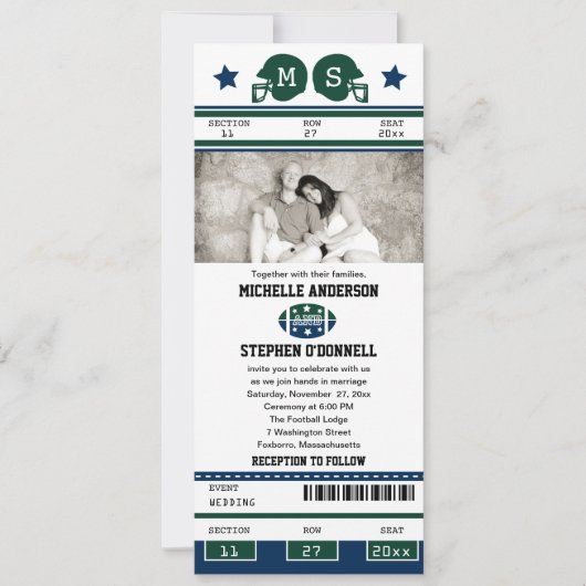 Football ticket huwelijksuitnodiging kaart (Voorkant)