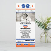 Football ticket huwelijksuitnodiging kaart (Staand voorkant)
