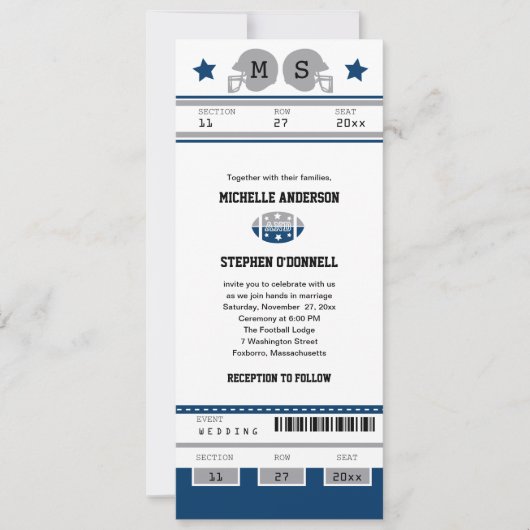 Football ticket huwelijksuitnodiging kaart (Voorkant)