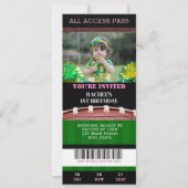 Football Ticket Pink Birthday Uitnodiging (Voorkant)