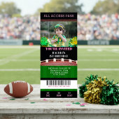 Football Ticket Pink Birthday Uitnodiging