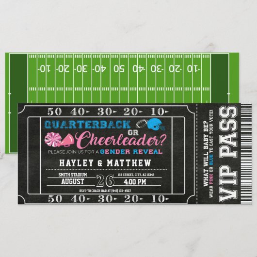 Football Ticket Quarterback of Cheerleader Baby Kaart (Voorkant / Achterkant)