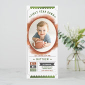 Football Ticket Sport Fun Photo Boy 1e verjaardag Kaart (Staand voorkant)