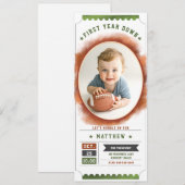 Football Ticket Sport Fun Photo Boy 1e verjaardag Kaart (Voorkant / Achterkant)
