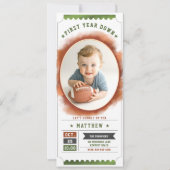 Football Ticket Sport Fun Photo Boy 1e verjaardag Kaart (Voorkant)