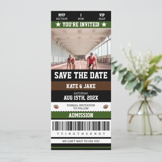 Football Ticket Sport leek uniek op de datum Kaart (Staand voorkant)