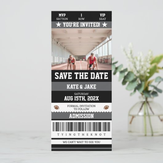 Football Ticket Sport Unieke foto Sla de datum op Kaart (Staand voorkant)