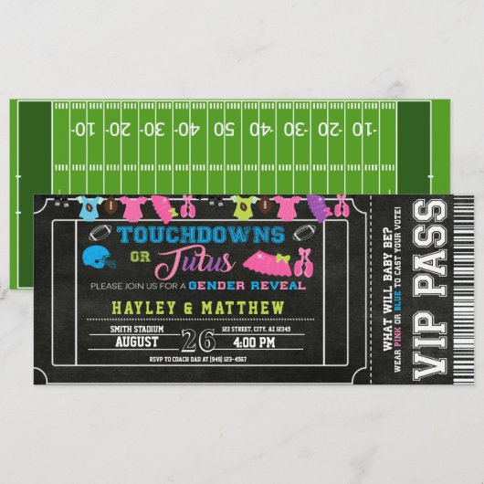 Football Ticket Touchdown of Tutus Kaart (Voorkant / Achterkant)